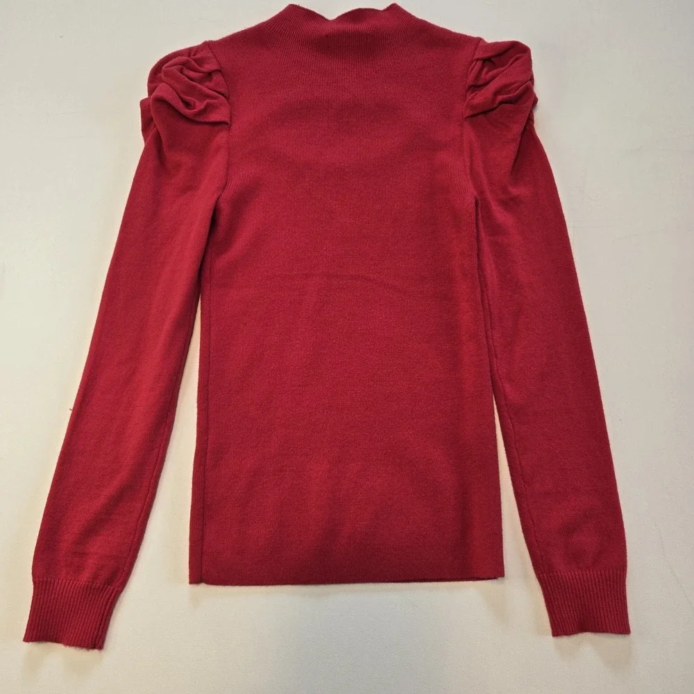 BB Dakota Steve Madden Red Sweater with‎ Chest Cutout and Puff Shoulder Size Med